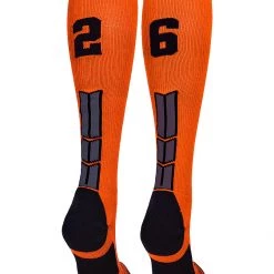 MadSportsStuff Softball Socks Orange And Black Player ID Custom Number Over The Calf Socks For Softball Baseball Football Boys And Girls 209 MadSportsStuff Softball Socks Orange And Black Player ID Custom Number Over The Calf Socks For Softball Baseball Football Boys And Girls