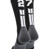 MadSportsStuff Black Player ID Custom Number Crew Socks For Basketball Lacrosse Volleyball Boys And Girls Volleyball Socks