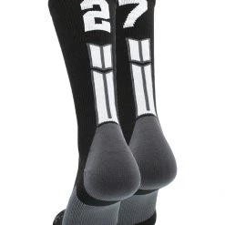 MadSportsStuff Black Player ID Custom Number Crew Socks For Basketball Lacrosse Volleyball Boys And Girls
