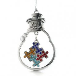 MadSportsStuff Christmas Ornament With Crystal Autism Puzzle Piece Symbol Autism Awareness