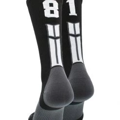 MadSportsStuff Black Player ID Custom Number Crew Socks For Basketball Lacrosse Volleyball Boys And Girls Volleyball Socks