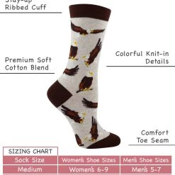 WHD Bald Eagle Socks For Women Gift For Bird Lovers Crazy Socks - Crew