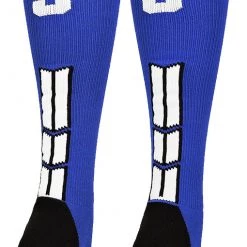 MadSportsStuff Royal Player ID Custom Number Over The Calf Socks For Softball Baseball Football Boys And Girls