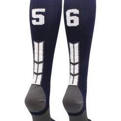 MadSportsStuff Navy Player ID Custom Number Over The Calf Socks For Softball Baseball Football Boys And Girls
