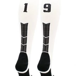 MadSportsStuff White Player ID Custom Number Over The Calf Socks For Softball Baseball Football Boys And Girls