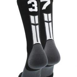MadSportsStuff Black Player ID Custom Number Crew Socks For Basketball Lacrosse Volleyball Boys And Girls