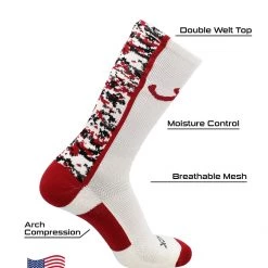 TCK Alabama Crimson Tide Socks Digital Camo Crew All Schools