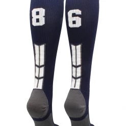 MadSportsStuff Navy Player ID Custom Number Over The Calf Socks For Softball Baseball Football Boys And Girls Softball Socks