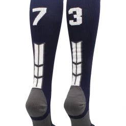 MadSportsStuff Navy Player ID Custom Number Over The Calf Socks For Softball Baseball Football Boys And Girls
