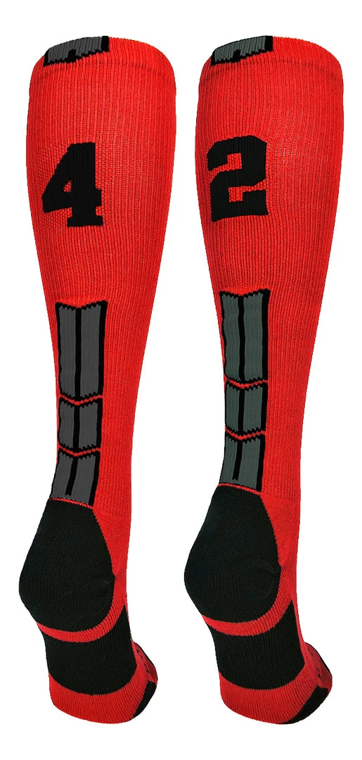 MadSportsStuff Red And Black Player ID Custom Number Over The Calf Socks For Softball Baseball Football Boys And Girls Baseball Socks 88 MadSportsStuff Red And Black Player ID Custom Number Over The Calf Socks For Softball Baseball Football Boys And Girls Baseball Socks