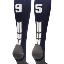 MadSportsStuff Navy Player ID Custom Number Over The Calf Socks For Softball Baseball Football Boys And Girls