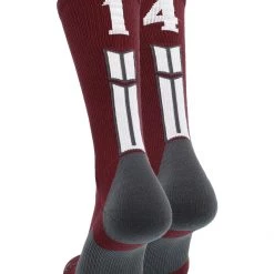 MadSportsStuff Maroon Player ID Custom Number Crew Socks For Basketball Lacrosse Volleyball Boys And Girls