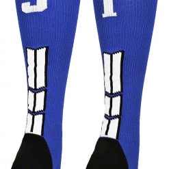 MadSportsStuff Baseball Socks Royal Player ID Custom Number Over The Calf Socks For Softball Baseball Football Boys And Girls