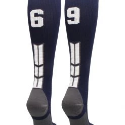 MadSportsStuff Navy Player ID Custom Number Over The Calf Socks For Softball Baseball Football Boys And Girls Softball Socks