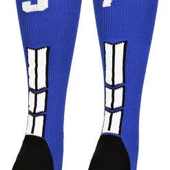 MadSportsStuff Royal Player ID Custom Number Over The Calf Socks For Softball Baseball Football Boys And Girls