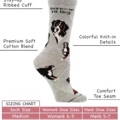 WHD Crazy Socks - Crew Bernese Mountain Dog Socks For Women Gift For Dog Lovers