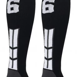 MadSportsStuff Black Player ID Custom Number Over The Calf Socks For Softball Baseball Football Boys And Girls