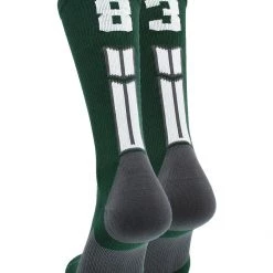 MadSportsStuff Dark Green Player ID Custom Number Crew Socks For Basketball Lacrosse Volleyball Boys And Girls