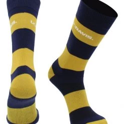TCK UC Davis Aggies Socks Game Day Striped Crew Socks All Schools