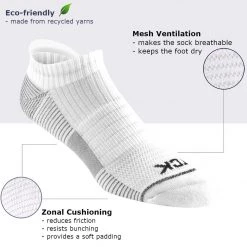 TCK Low Cut Ankle Socks With Tab For Men And Women - 3-pack Athletic Socks For Running, Walking- Made From Recycled Materials