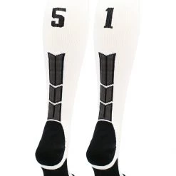MadSportsStuff White Player ID Custom Number Over The Calf Socks For Softball Baseball Football Boys And Girls Softball Socks