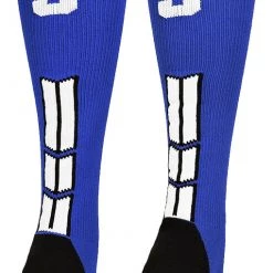 MadSportsStuff Baseball Socks Royal Player ID Custom Number Over The Calf Socks For Softball Baseball Football Boys And Girls