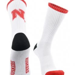 TCK Nebraska Cornhuskers Socks Basic Crew White Socks All Schools