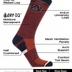 TCK Auburn Tigers Socks Victory Parade Crew Length All Schools