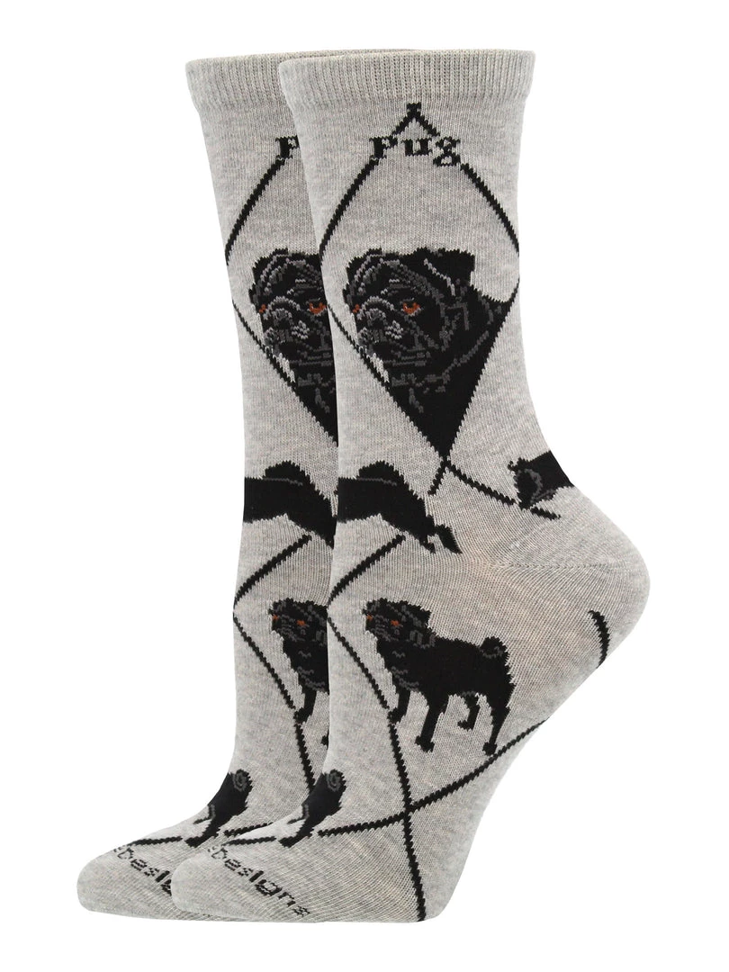 WHD Pug Socks For Women Gift For Dog Lovers Crazy Socks - Crew 2 WHD Pug Socks For Women Gift For Dog Lovers Crazy Socks - Crew