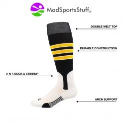 MadSportsStuff Baseball Stirrup Socks 3 Stripe With Featheredge