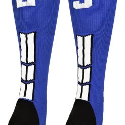 MadSportsStuff Royal Player ID Custom Number Over The Calf Socks For Softball Baseball Football Boys And Girls