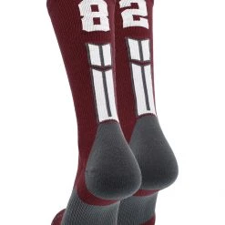 MadSportsStuff Maroon Player ID Custom Number Crew Socks For Basketball Lacrosse Volleyball Boys And Girls Volleyball Socks