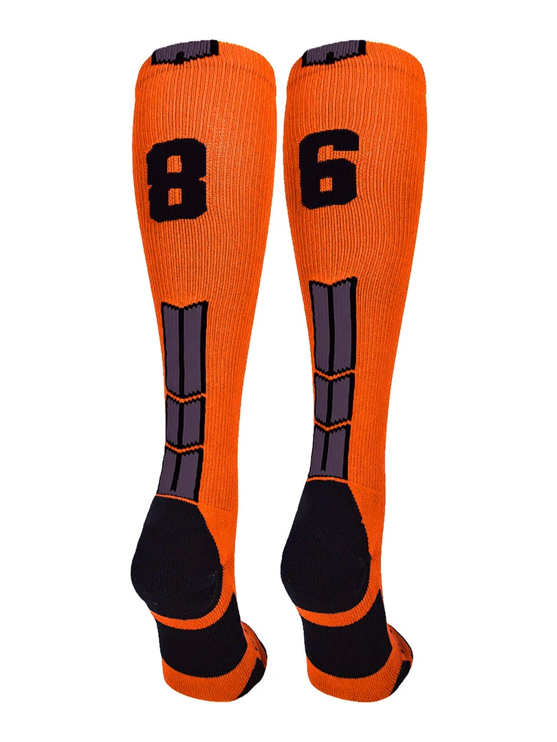 MadSportsStuff Orange And Black Player ID Custom Number Over The Calf Socks For Softball Baseball Football Boys And Girls 44 MadSportsStuff Orange And Black Player ID Custom Number Over The Calf Socks For Softball Baseball Football Boys And Girls