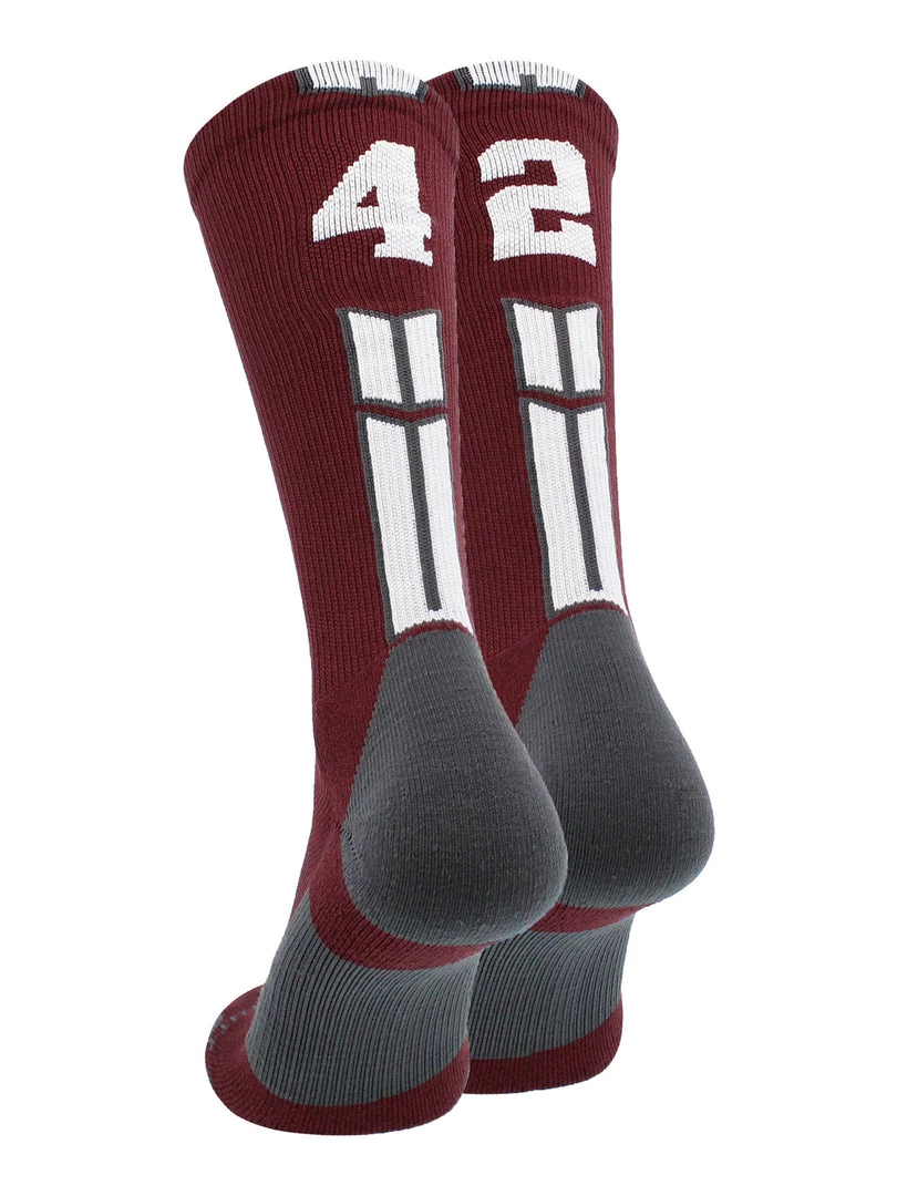 MadSportsStuff Maroon Player ID Custom Number Crew Socks For Basketball Lacrosse Volleyball Boys And Girls Volleyball Socks 87 MadSportsStuff Maroon Player ID Custom Number Crew Socks For Basketball Lacrosse Volleyball Boys And Girls Volleyball Socks