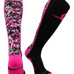 TCK Digital Camo Aware Over The Calf Socks Pink Ribbon Softball Soccer Football Baseball Socks