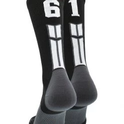 MadSportsStuff Black Player ID Custom Number Crew Socks For Basketball Lacrosse Volleyball Boys And Girls Volleyball Socks