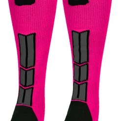 MadSportsStuff Baseball Socks Neon Pink And Black Player ID Custom Number Over The Calf Socks For Softball Baseball Football Boys And Girls