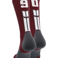 MadSportsStuff Maroon Player ID Custom Number Crew Socks For Basketball Lacrosse Volleyball Boys And Girls Volleyball Socks