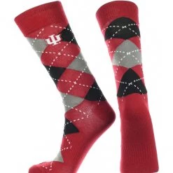 TCK All Schools Indiana Hoosiers Argyle Dress Socks NCAA Fanwear Crew Length