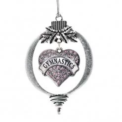 MadSportsStuff Gymnast Christmas Ornament With Crystal Gymnastics Heart Charm