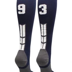 MadSportsStuff Navy Player ID Custom Number Over The Calf Socks For Softball Baseball Football Boys And Girls Softball Socks