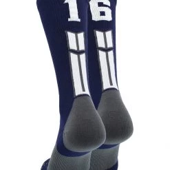 MadSportsStuff Volleyball Socks Navy Player ID Custom Number Crew Socks For Basketball Lacrosse Volleyball Boys And Girls