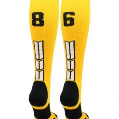 MadSportsStuff Gold Player ID Custom Number Over The Calf Socks For Softball Baseball Football Boys And Girls