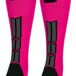 MadSportsStuff Neon Pink And Black Player ID Custom Number Over The Calf Socks For Softball Baseball Football Boys And Girls Baseball Socks