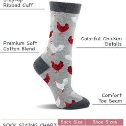 WHD Chicken Socks With Hens And Roosters For Women - Chicken Lovers Gift - 2-Pack Crazy Socks - Crew