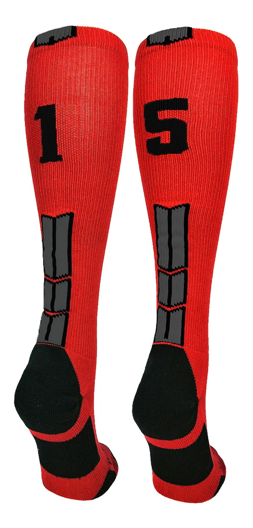 MadSportsStuff Red And Black Player ID Custom Number Over The Calf Socks For Softball Baseball Football Boys And Girls Baseball Socks 64 MadSportsStuff Red And Black Player ID Custom Number Over The Calf Socks For Softball Baseball Football Boys And Girls Baseball Socks