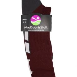 MadSportsStuff Maroon Player ID Custom Number Crew Socks For Basketball Lacrosse Volleyball Boys And Girls
