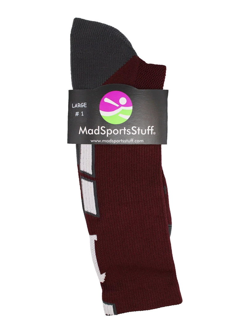 MadSportsStuff Maroon Player ID Custom Number Crew Socks For Basketball Lacrosse Volleyball Boys And Girls Volleyball Socks 3 MadSportsStuff Maroon Player ID Custom Number Crew Socks For Basketball Lacrosse Volleyball Boys And Girls Volleyball Socks