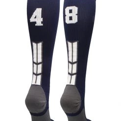 MadSportsStuff Navy Player ID Custom Number Over The Calf Socks For Softball Baseball Football Boys And Girls Softball Socks