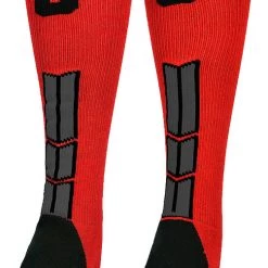 MadSportsStuff Red And Black Player ID Custom Number Over The Calf Socks For Softball Baseball Football Boys And Girls Baseball Socks
